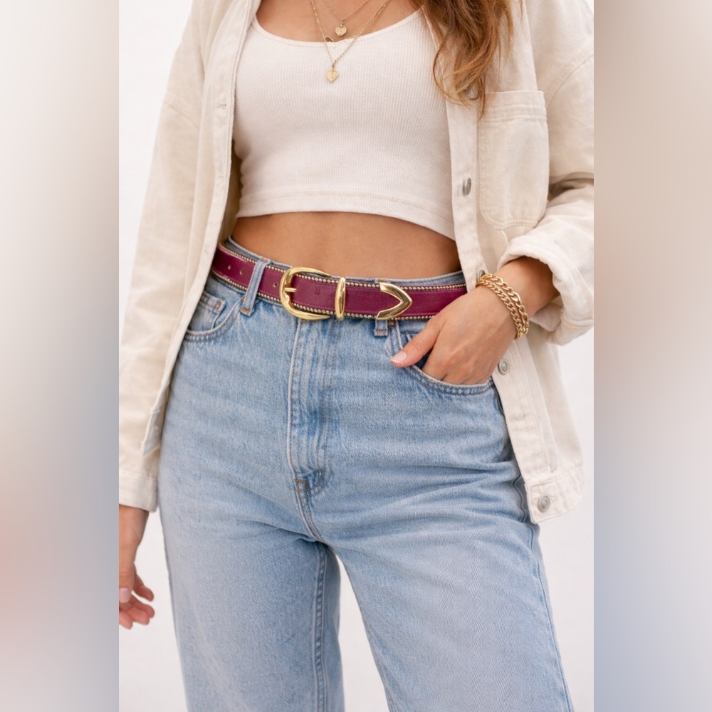 Pellateri‎ Vintage Fuchsia/Gold Leather Belt Sz. S